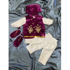 BABY BOY PASNI DRESS SET (PURPLE AND WHITE) 