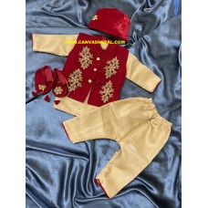 BABY BOY PASNI DRESS SET (RED AND GOLDEN) 