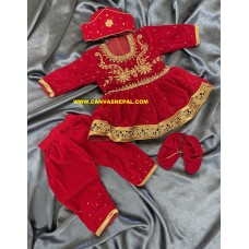 BABY GIRL PASNI DRESS SET (RED WITH CROWN) 