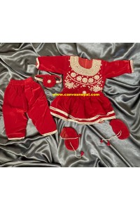 BABY GIRL PASNI DRESS SET (RED)
