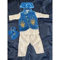 BABY BOY PASNI DRESS SET (BLUE AND WHITE)
