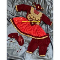 BABY GIRL PASNI DRESS SET (MARUN AND ORNGE COLOR)