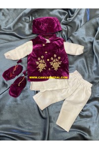 BABY BOY PASNI DRESS SET (PURPLE AND WHITE) 