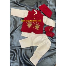 BABY BOY PASNI DRESS SET (RED AND WHITE) 