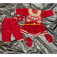 BABY GIRL PASNI DRESS SET (RED)