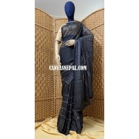 Pure Siffon With Kashmiri Work Dark Grey Sari